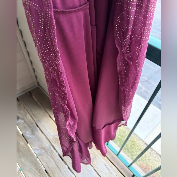 🆕✨ Xtraordinary Burgundy Wine Gold Maxi Dress Size 11 Evening Gown Long Flowy - Picture 10 of 17